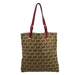 Michael Kors Tan & Brown Monogram Jacquard Canvas Tote Bag